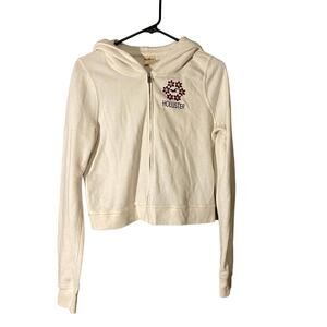 Hollister Cream Long Sleeve Hooded Full Zip Sweatshirt Jacket Women’s Sz Small